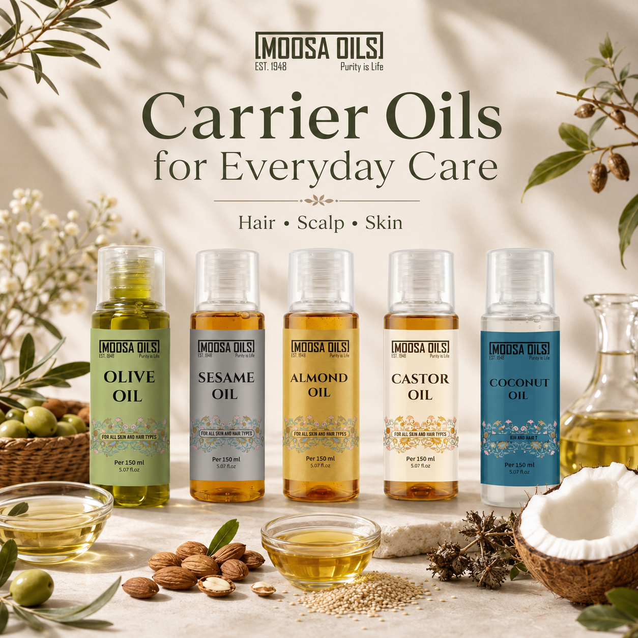 Carrier Oils for Everyday Hair and Skin Care
